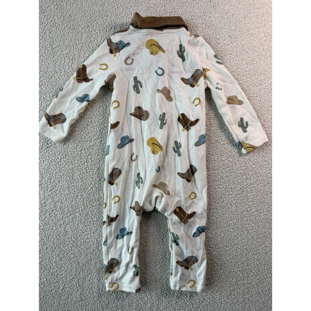 Baby Starters Boys 18M Cowboy Western Romper Boots Cactus Horseshoe